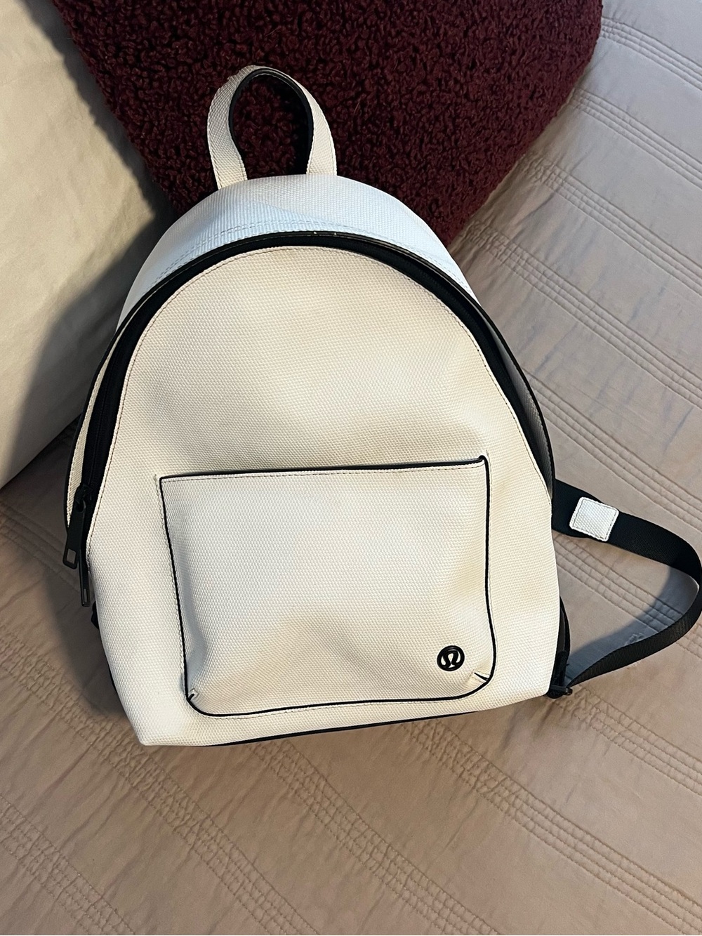 lululemon athletica White Backpack bag with Black Trim sporty Athleisure